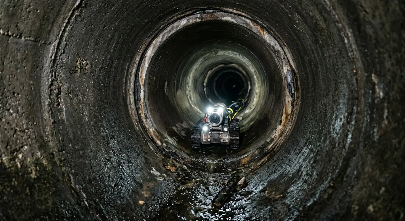 Robotic sewer camera inspecting pipe interior for Drain Snake Service in Truckee